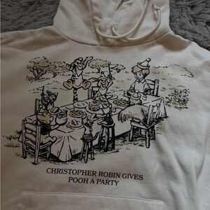 Disney Winnie the Pooh "Christopher Robin Gives Pooh a Party" cream hoodie - XS